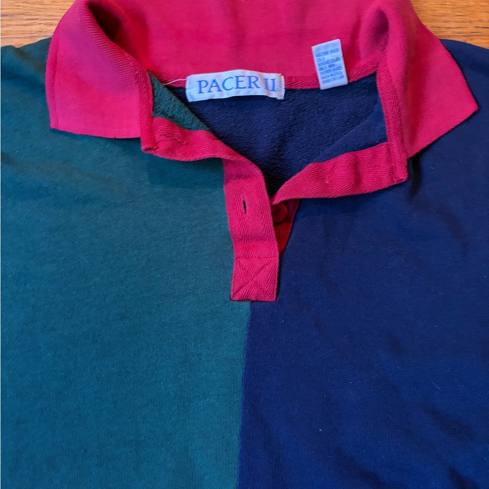 Men's Colorblock Polo Shirt - Red, Green, and Blue